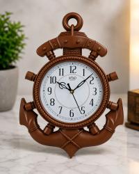 Gold Quartz Anchor Design Analog Table Clock | Vintage Decorative Desk Clock | Brown Finish