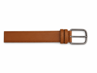 Men's Classic Tan Brown Formal Leather Belt (Smooth Finish with Dual Stitched Keepers & Gunmetal Pin Buckle)