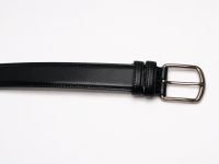 Men's Premium Black Formal Leather Belt (Smooth Matte Finish with Dual Keepers & Silver Metal Pin Buckle)