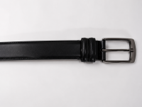 Men's Classic Black Formal Leather Belt (Smooth Matte Finish with Dual Keepers & Gunmetal Pin Buckle)