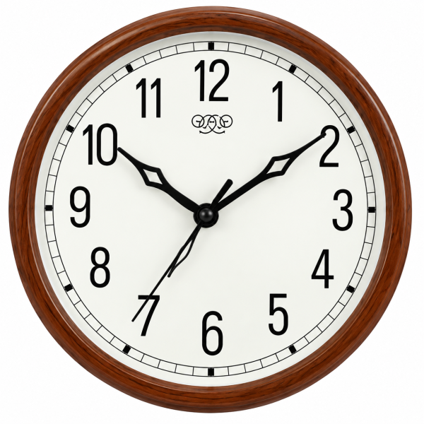 Classic Brown Round Wall Clock with White Dial – Analog Decorative Clock
