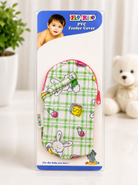 Printed PVC Baby Feeder Bottle Cover / Protector Pouch (Green Checkered)