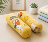 Soft Plush Cute Bunny Print Baby Neck Pillow & Body Bolster Cushion (Yellow)