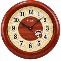 Sizzero Quartz S-1301 Orange Wood Designer Round Analog Wall Clock