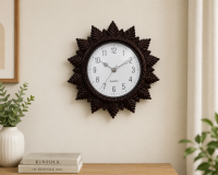 Premium Brown Sunburst Designer Wall Clock for Home & Office