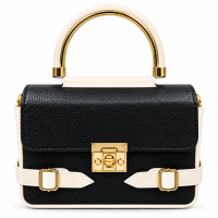 Women’s Premium Black Handbag with Gold Handle & Stylish Strap | Elegant Ladies Shoulder & Hand Bag