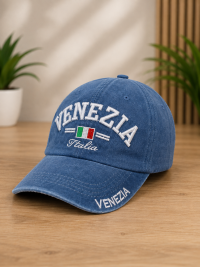 Men's Premium Venezia Italia Embroidered Adjustable Cotton Baseball Cap – Blue