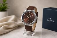 Maxima Brown Analog Men's Watch | Premium Leather Strap | 30M Water Resistant