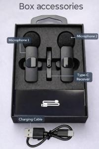 Wireless Dual Lavalier Microphone with Type-C Receiver | Rechargeable Clip-On Mic for Android | Noise Reduction