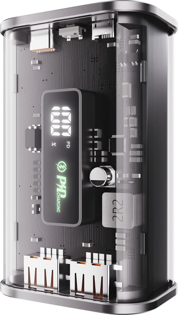 itel STAR 110F 10000mAh Power Bank with 22.5W Fast Charging & Transparent LED Display