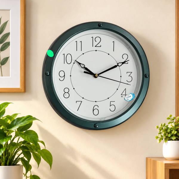 Premium Round Analog Wall Clock with Elegant Black Frame for Home & Office