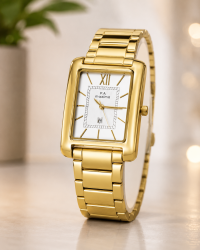 Maxima PA Rectangular Gold-Tone Classic Analog Watch