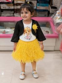 Kids Yellow Hawaiian Hula Grass Skirt Costume | Elastic Waist | Fancy Dress Party Skirt for Children