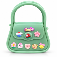 Cute Mint Green Girls Handbag with Kawaii Cartoon Charms
