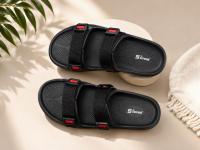 Stream Men's Premium Double Strap Comfort Sliders – Black