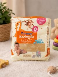 Pro-ease Lovingle Luxury Baby Diaper Pants – Size S (5–8 kg) | Soft, Leak Protection & Up to 12 Hours Absorption | Pack of 8