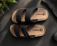 AUBENC Men's Premium Double Strap Comfort Sliders – Black