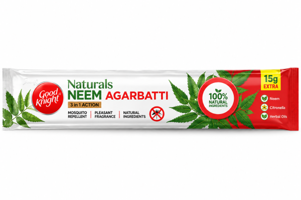 Good Knight Naturals Neem Agarbatti 15g | Mosquito Repellent | 3-in-1 Action