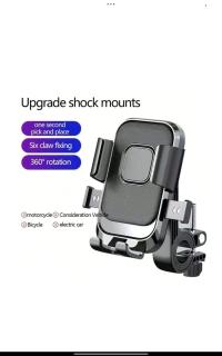 360° Rotating Motorcycle & Bicycle Mobile Phone Holder | Anti-Shock Handlebar Mount | Universal Phone Stand