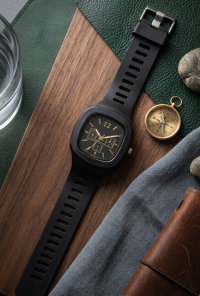 Modern Adventure Chronograph: Matte Black Square Watch