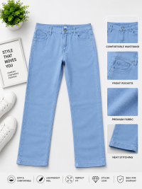 Women’s Light Blue Straight Fit Jeans | Classic 5-Pocket Casual Denim