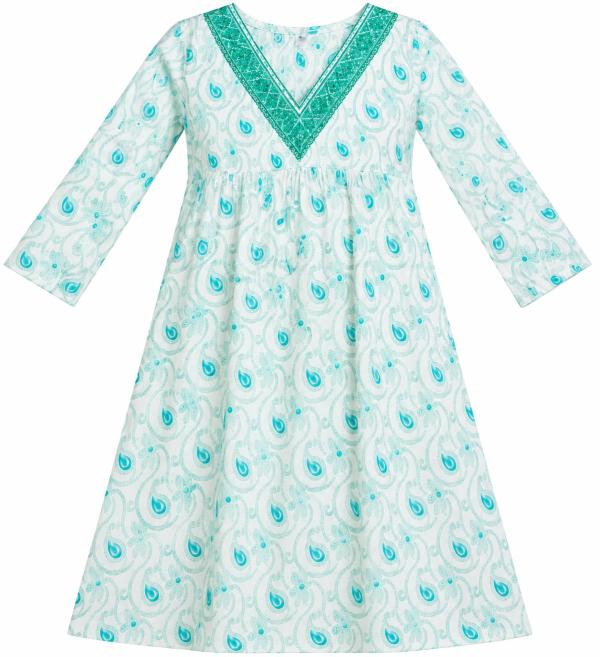 Women’s Printed Tunic – Mint Green & White Full Sleeve Kurti/Size