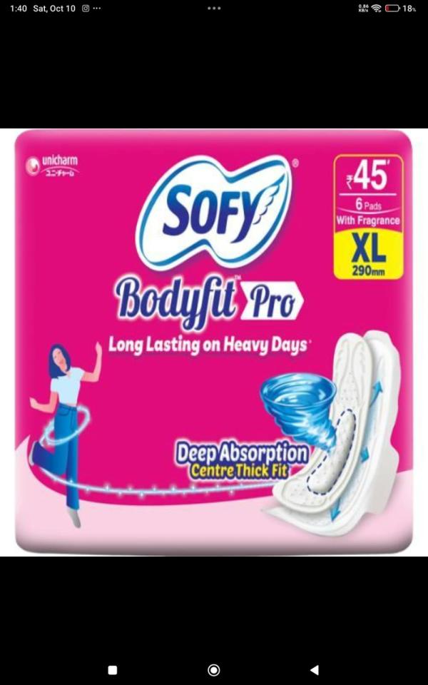 Sofy Bodyfit Sanitary Napkins for Women – Deep Absorption, Soft Dry Cover & Leakage Protection
