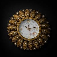 Elegant Golden Floral Wall Clock – Luxury Home Décor