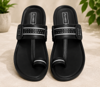 PU-HKK Men's Black Toe-Ring Casual Sandals / Comfort Slippers