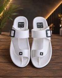 Men's White EVA Toe-Ring Sandals | Adjustable Buckle Comfort Slippers