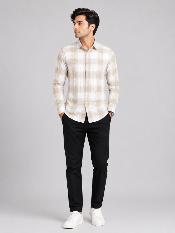 Men’s Full Sleeve Checked Casual Shirt – Stylish Regular Fit Shirt