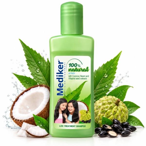 Mediker 100% Natural Anti-Lice Treatment Shampoo with Coconut, Neem & Sitaphal Seed Extracts