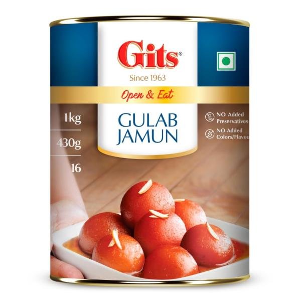 Gits Open & Eat Gulab Jamun Tin, 1kg 16 Pieces per Can