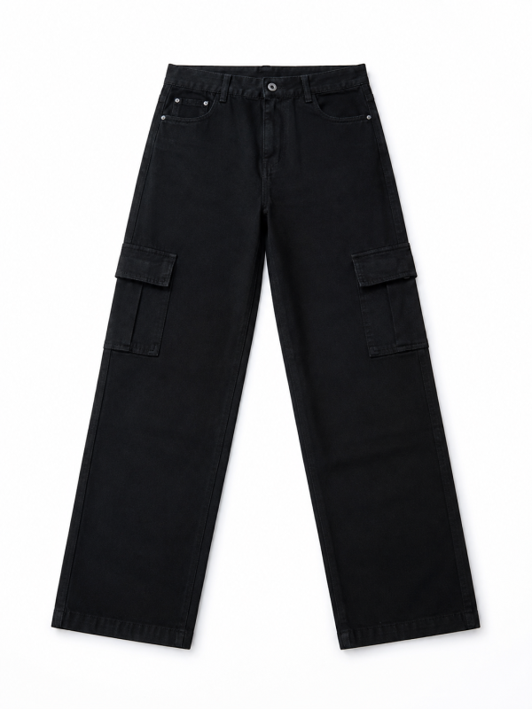 Men’s Black Cargo Pants | Multi-Pocket Regular Fit Casual Trousers