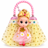 Girls Doll Handbag with Beaded Handle | Cute Princess Doll Party Purse for Kids