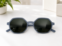 Modern Hexagonal Matte Slate Gray Sunglasses