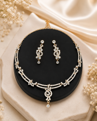 Elegant Rose Gold-Plated Crystal Necklace and Earrings Set