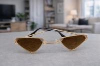 Intage Gold Triangle Cat-Eye Sunglasses