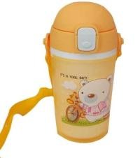 Kids Yellow Sipper Water Bottle with Straw & Adjustable Shoulder Strap | Leakproof Flip-Top | BPA-Free | 600 ml