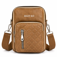 Krazy Kat Men's Stylish Multi-Pocket Sling Bag | Premium PU Leather Crossbody Shoulder Bag | Brown