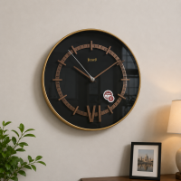 Premium Black & Gold Designer Wall Clock | Modern Minimalist Quartz Wall Clock for Home & Office