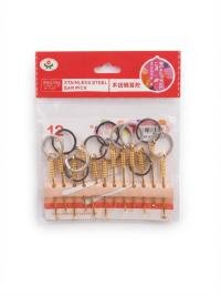 12 PCS Stainless Steel Ear Pick Cleaning Tool Set with Key Ring – Reusable Ear Wax Remover (Gold)