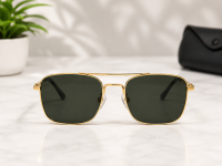 Classic Gold Double-Bridge Square Sunglasses
