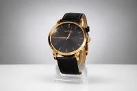 Maxima Men's Rose Gold Analog Watch with Black Leather Strap – Premium Classic Timepiece