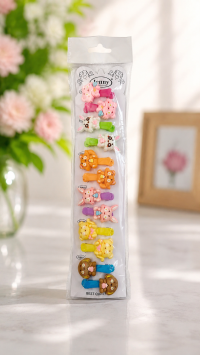 12 Pcs Cute Cartoon Animal Hair Clips Set for Girls & Kids | Colorful Snap Hair Clips