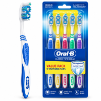 Oral-B Classic Twin Clean Medium Bristle Toothbrush Value Pack – 5 Pieces