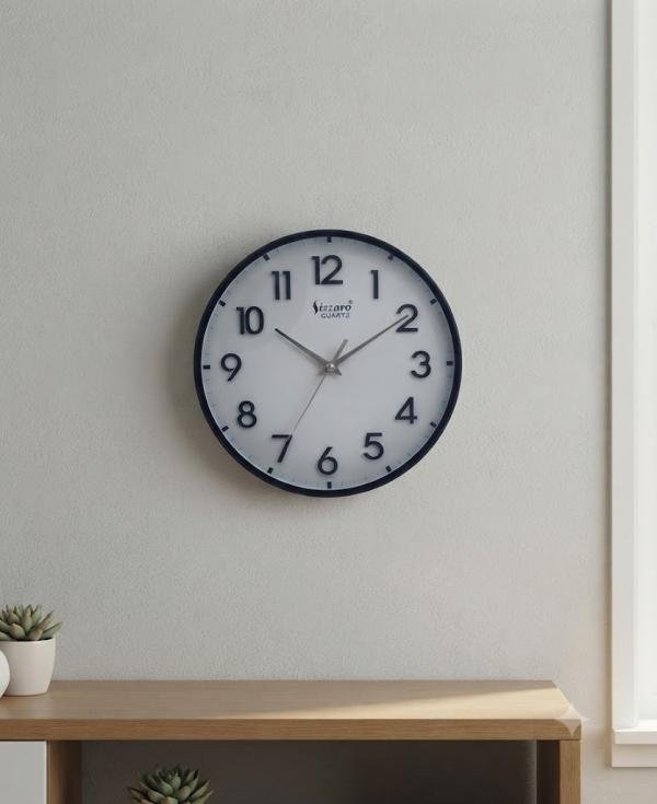 Modern Round Analog Wall Clock | Silent Quartz Movement | Black Frame | Premium Home & Office Wall Clock