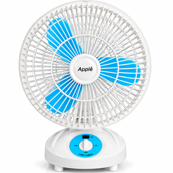 : Apple Rechargeable Mini Table Fan with LED Light