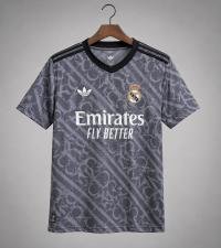 Men's Grey Real Madrid Style Football Jersey – Half Sleeve Sports T-Shirt