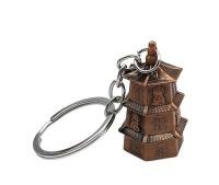 Antique Pagoda Temple Design Metal Keychain | Traditional Key Ring | Bag Charm